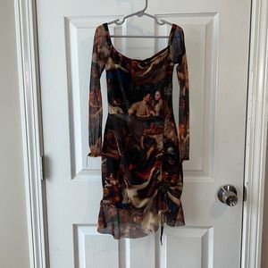 ruched mini body con dress